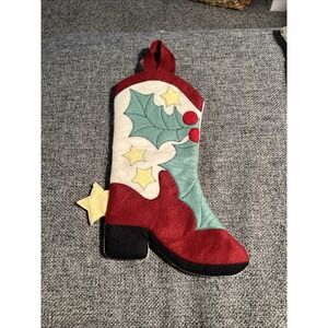 Christmas Felt Cowboy Boot Western Stockings
